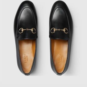 Gucci women Jordan Black Leather Horsebit Loafers